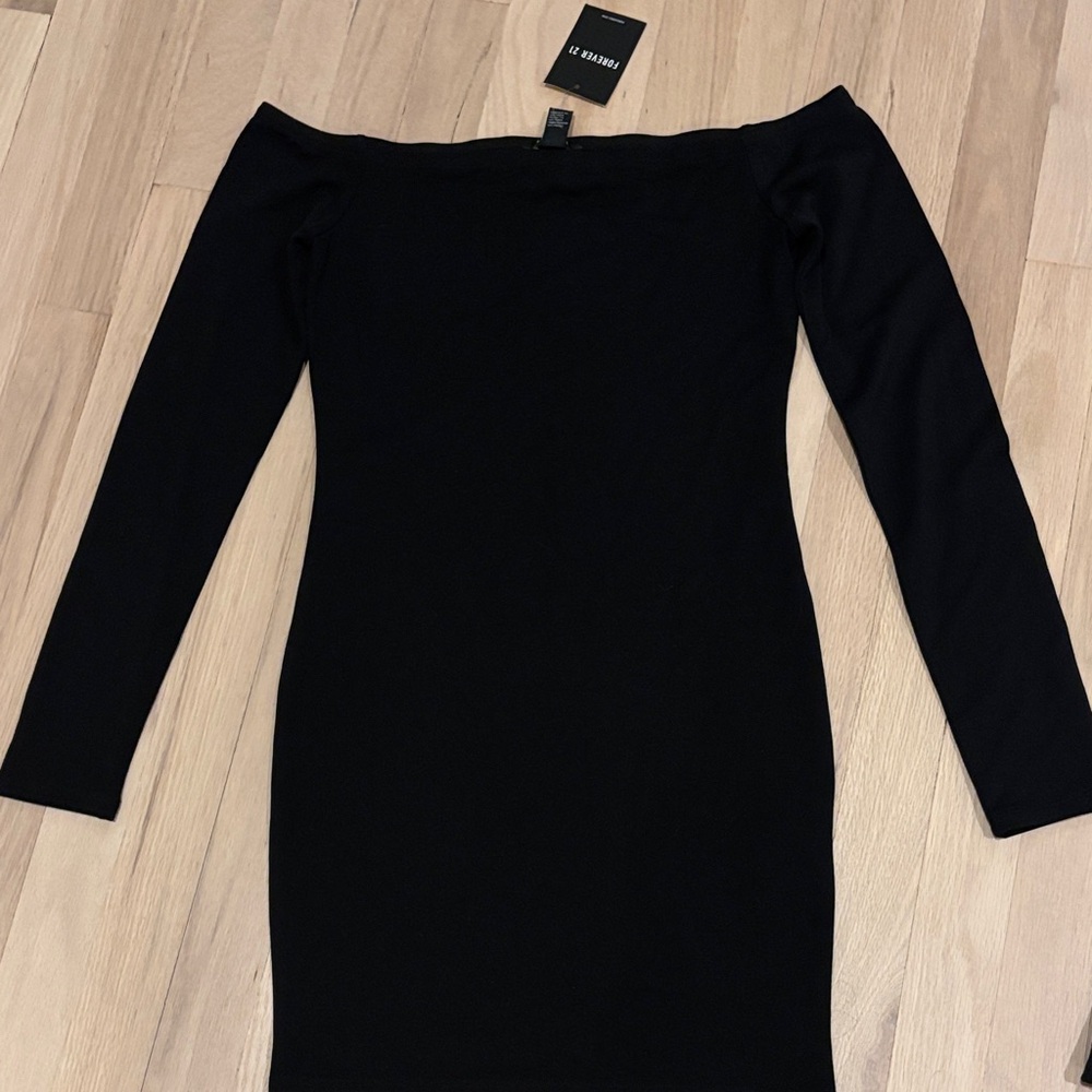 Forever 21 off the shoulder black long sleeve dress